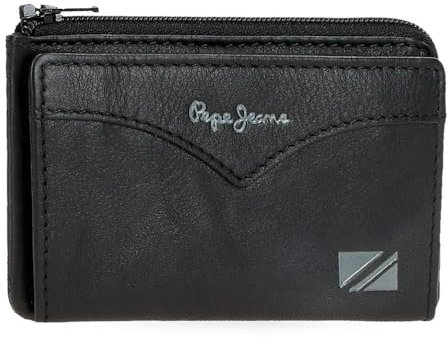 Pepe Jeans Joumma Bags Geldbörse mit Kartenfach, Schwarz, 11 x 7 x 1,5 cm, Leder, Schwarz, Talla única, Geldbörse mit Kartenhalter