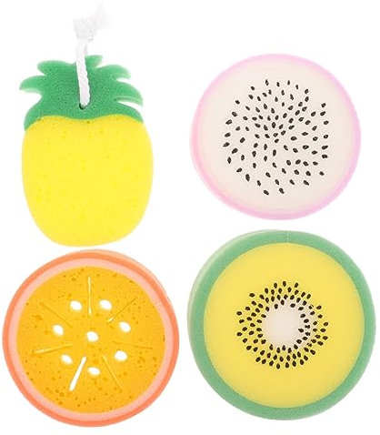 Baluue Set Di 4 Spugne Per Doccia Da Bagno Con Motivo A Frutta Spugna Per Il Lavaggio Del Corpo Spazzola Esfoliante Spugne Di Mare Naturali Per Il Bagno