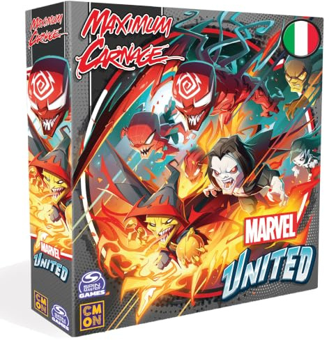 Asmodee Marvel United - Maximum Carnage, Erweiterung des Brettspiels, 14+ Jahre, 1-5 Spieler, italienische Ausgabe