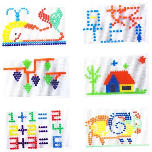 Abaodam 296pcs Pegboard Jigsaw Mosaic Pegboard Jigsaw Pegboard Puzzle Mushroom Nail Jigsaw