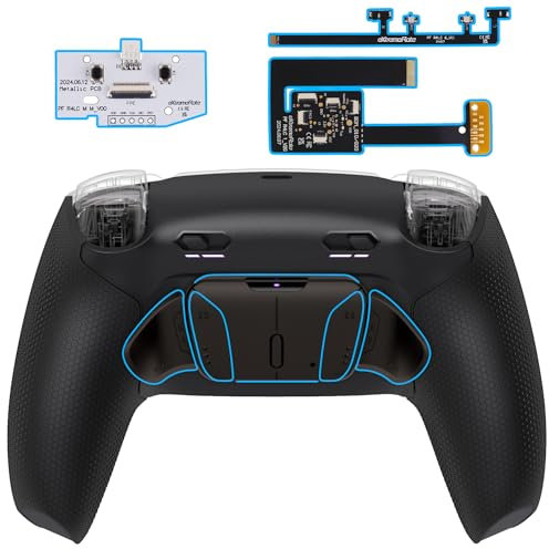 eXtremeRate RISE4 Plus MAX Metall Remap Kit für ps5 Controller BDM-010/020, Gummiert Griff Rückgehäuse Case & Real Metal Back Button Paddles & Clicky Trigger Upgrade Kit für ps5–Schwarz