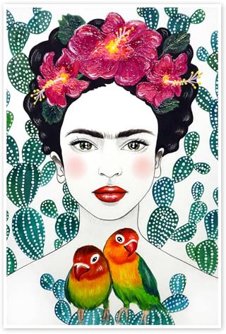 Posterlounge Frida Kahlo - Lovebirds Poster | 20 x 30 cm von Mandy Reinmuth Bunt Wandbilder Wanddeko