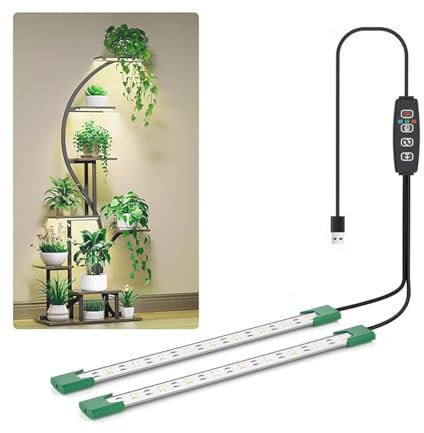 KYUQY LED Grow Light Strip for Indoor Plants, Full Spectrum Dimmable Plant Growing Lamp Bars with Auto ON/Off Timer, 40 LEDs, 4 Dimmable Levels for Indoor Greenhouse, Sunlight