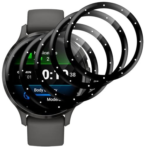 Eirltiy 4 Pièces Verre Trempé pour Garmin Venu 3s Protection Ecran, [9H Dureté][Anti-Rayures][HD Clair Transparent][Installation Facile][Sans Bulless], Vitre Trempe Montre Film Protege Écran