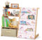 Bibliotheque Enfant avec 4 Étagères et 3 Compartiments Ouverts, Étagere Livre Enfant avec Boîte & 3 Poches, Coffre a Jouet pour Chambre d'enfant, Meuble Rangement Jouet avec Motif Mignon (Licorne)