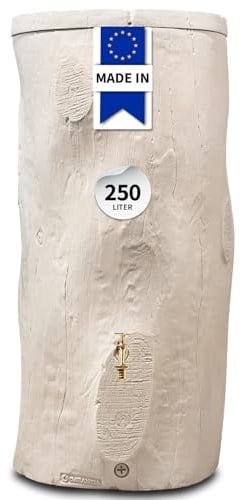 GARANTIA Regentonne Woodstock Baumstamm 250 Liter greywood
