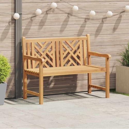 Bucmath Gartenbank Braun 114x60x90cm, Massivholz Teak, wetterfest, ergonomisch, rustikales Design, langlebig, bequemer Sitz für Garten & Balkon