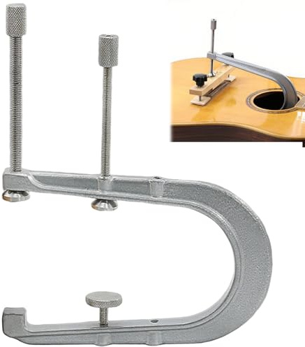 Guitar Bridge Clamp 6 Inch, 3-Hole C Clamp Tool for Acoustic Guitar and Ukulele Repair, Fix Loose Bridge with Secure Hold (150G Clamps, No Glue Included) Tools C Clamps 6 Inch