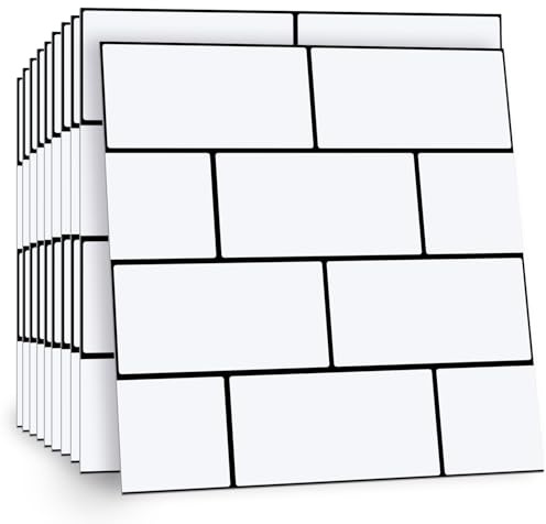 Celestdeco 2D 10Pcs White Vinyl Wall Tiles Peel Stick Backsplash Bath 30x30cm