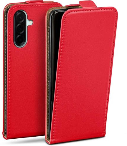 moex Flip Case für Samsung Galaxy A57 5G Hülle klappbar mit 360 Grad Schutz, Handyhülle mit Displayschutz, PU Leder Handytasche Lederhülle, Flip Case Cover Klapphülle, Rot