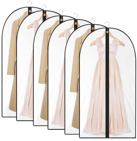 Flintronic Kleidersack, 6 Stück Anzug Aufbewahrung, 60 x 120 cm Transparente Kleiderschutzhülle mit Reißverschluss, Wasserdichte Staubdichte Kleiderhülle für Abendkleider Trenchcoats Mantel Hemden