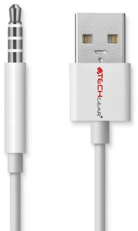 TECHGEAR Ersatz-USB-Datenkabel & Charging Shuffle für iPod Shuffle & Shuffle Clip 3. Gen. & 4. Gen. - USB Shuffle Aufladen und Synchronisieren - Weiß