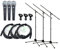 Pronomic DM-58-B Vocal Mikrofon 3X Starter Set - Dynamisches Mikrofon - XLR Kabel mit 5 m Länge -Mikrofonstativ mit Galgen - Klemme - Schwarz