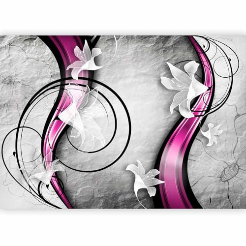 murando - Vlies Fototapete Blumen Lilien 150x105cm Foto tapete Schlafzimmer Wohnzimmer Vliestapete XXL Wandtapete Motivtapeten 3d Effekt Wand Dekoration - Abstrakt grau rosa pink Ornament 10110906-85