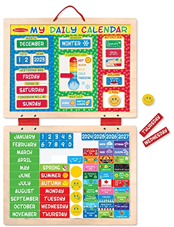 Melissa & Doug - Mein magnetischer Kalender - zum Lernen von Wochentagen, Monaten, Jahreszeiten und Feiertagen, in englischer Sprache, für Kinder ab 3 Jahren