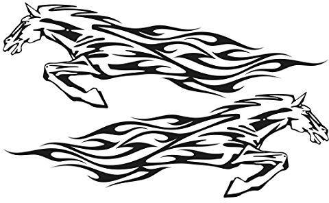 Autotattoo - Flammen Pferd 002 - M (2 Stück - 1x gespiegelt) - je 60cm x 20cm - Auto Aufkleber