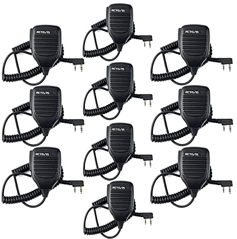 Retevis Walkie Talkie Altoparlante Microfono 2 Pin Superiore Microfono a Distanza Altoparlante Compatibile con ESYNiC Baofeng UV-5R BF-88E BF-888S RT24 RT27 Kenwood Sunreal Proster (10 Pezzi)