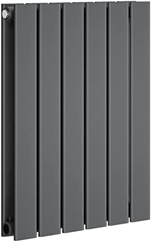 iBathUK Apex Horizontal Radiator, Double Flat Panel Radiators, 600x456mm Slim Radiator for Bathroom,Kitchen,Living Room- Anthracite