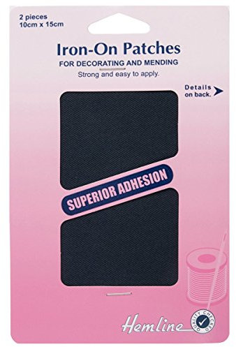 Hemline Cotton Twill Iron On Repair Mending Patch 10x15cm Navy by Hemline