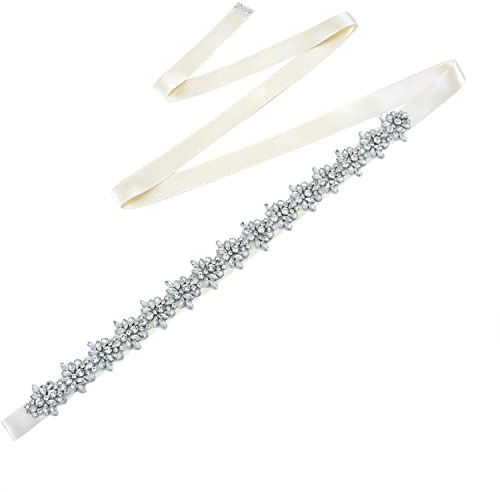 ULAPAN Strass Braut Schärpe Rhinestones Hochzeit Schärpe,Strass Hochzeit Gürtel,Diamanten Braut Gürtel (Elfenbein)
