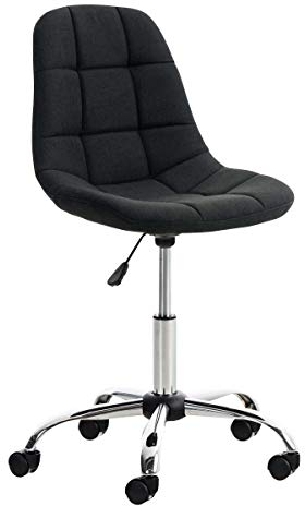 CLP Bürostuhl Emil I Höhenverstellbarer Drehstuhl Mit Stoffbezug Und Metallgestell In Chromoptik I Schreibtischstuhl Mit Gestepptem Sitz, Farbe:schwarz