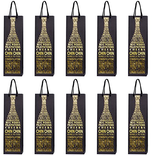 10 Flaschentüten Geschenktüten für Wein Prosecco und Champagner 40 x 12 x 9 cm Glückwünsche