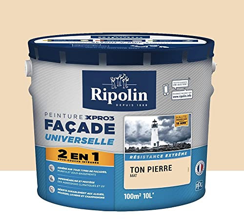 Peinture façade 2en1 xpro3 RIPOLIN, ton pierre, 10 l