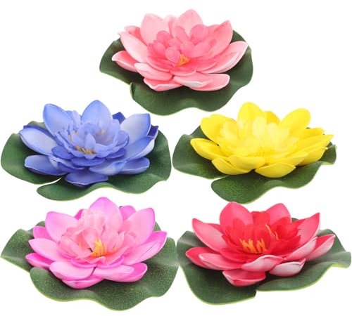 Vorcool Künstliche Seerose, schwimmend, Lotusblüte, Haus, Hochzeit, Dekoration, 10 cm, 5 Stück