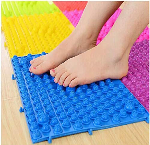 yobeyi Akupressur Fußmatte Spiel Fußreflexzonen Walking Fuß Teller Massage Pad Schmerzlinderung simulieren Durchblutung 2 Pcs, blau