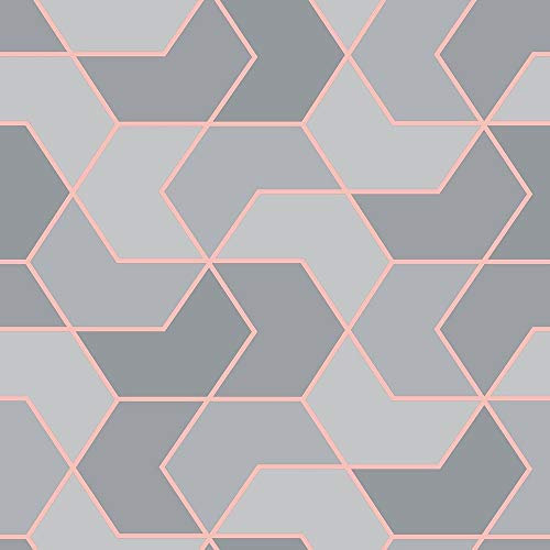 Portfolio 270334 Papier peint Géométrique Gris/Or Rose