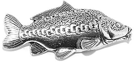 Spiegel Karpfen Fisch Anstecker Abzeichen Brosche Englisch Silber Farbe Zinn in Geschenk Tasche