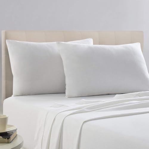 Pizuna 100% Cotton Housewife Pillowcases 2 Pack White 48x74cm, 400 Thread Count Long Staple Combed Cotton Pillow Cover, Sateen Weave Standard Housewife Pillowcase (Cotton Pillowcase Pack of 2) | 400 Thread Count Long Staple Combed Cotton Pillow Cover Sateen Weave Standard Housewife Pillowcase Pack of 2
