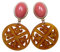 Opulent: Sehr große leichte Ohr-Clips vergoldet Stein korall-rot Anhänger bernstein-farben elegant Statement Fashion Glamour Hingucker Geschenk JUSTWIN