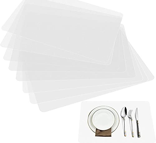 Thstheaven Clear Place Mats,Translucent Plastic Placemats Set for Dining Table, Keeps Table or Desktop Cloth Cleaner, Washable, Heat Resistant, Non-Slip 8pack
