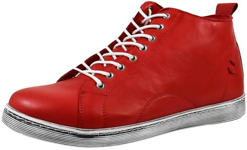 Andrea Conti Damen Stiefelette Leder High Top Sneaker Reißverschluss 0348734, Größe:38 EU, Farbe:Rot
