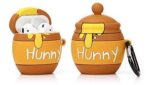 YIGEYI Silikon Hülle Kompatibel mit Airpods 1 & 2 Funny Cute 3D Cartoon Case Cover[Getränkedosen Serie] (Hunny Pot)