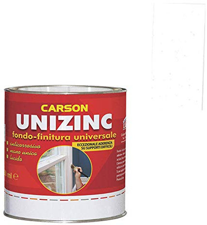 Colorificio Carson Fondo Finitura Vernice Anticorrosiva Mano Unica Per Zinco Ferro Acciaio Alluminio Pvc Rame Metallo 750 Ml (BIANCO RAL 9010)