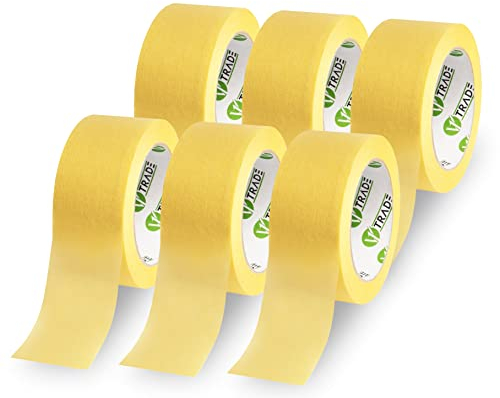 V1 TRADE Ruban Masquage Peinture - Ruban Crêpe 50mm x 50m 6 pièces - Imperméable Bande Cache Peinture - pour Peintres, Artistes et Designers – Sans Trace - n'endommage pas la Surface