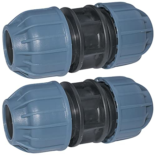 AERZETIX - C51159 - Set di 2 manicotti/raccordi di riparazione a compressione Ø20mm 10 bar per tubo acqua - connettore/riparatore per tubo giardino/irrigazione - in polipropilene
