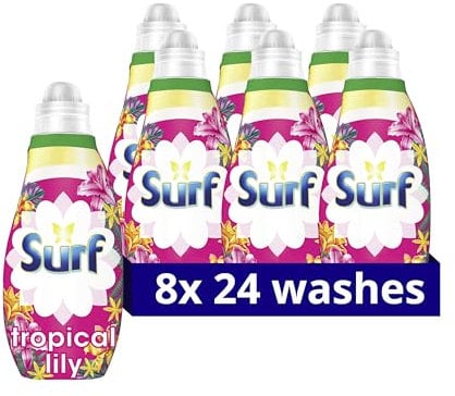 Surf Tropical Lily Concentrated Liquid Laundry Detergent infused with natural essential oils for fresh and clean washing 8x 24 washes (192 washes)