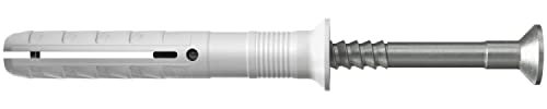fischer - Tacos y tornillos para pared 6x30 tacos de golpe para hormigón, ladrillo y piedra, Bote 1000 uds, gris