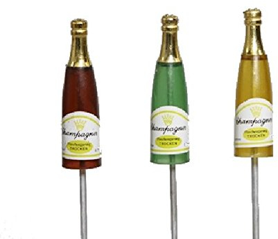 Decpero Champagnerflaschen zum Stecken I 7.5 cm + Stab I 12 Stück I Silvesterdeko