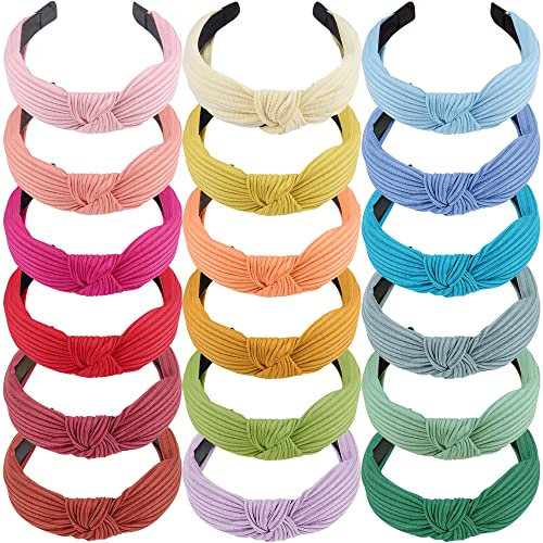 SIQUK 18 Stück Haarreifen Damen Knoten Stirnband Haarreif Knoten Kopfband Haarband für Damen Mädchen, 18 Farben