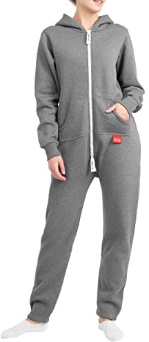 Basisstoff Jumpi Damen Jumpsuit Overall Onesie Einteiler Dunkelgrau Gr. L