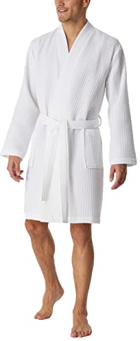 Schiesser Herren Waffelpique 100 Cm Länge - Bio Baumwolle Bademantel, Weiss_178401, XL EU