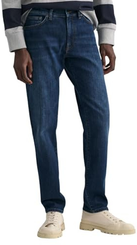 GANT Herren Slim Jeans, Dark Blue Worn IN, 34W / 36L
