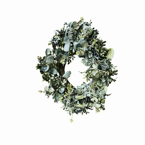 Loberon Kranz Tobin, Hübscher Mix von Deko-Sträuchern, Türkranz, Dekoration, Wohn-Accessoire, Kunststoff, Kiefernholz, grün