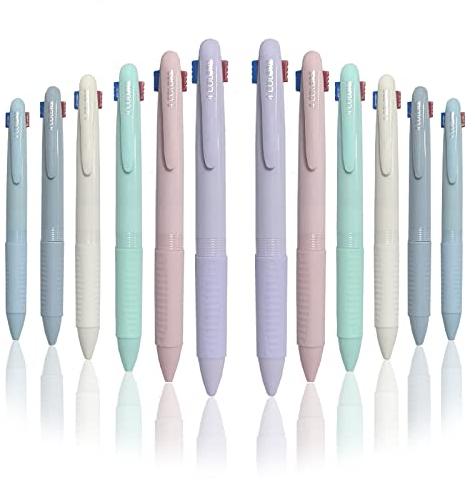 CIOUYAOS 12er Pack Mehrfarbiger Kugelschreiber, 4-in-1 Einziehbarer Mehrfarbiger Stift, Glatter 0,5-mm-Stift Multipack für Büro, Schulbedarf, Studenten, Kinder, Geschenk