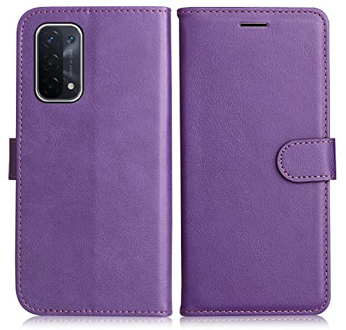 DENDICO Coque pour Oppo A74 5G / Oppo A93 5G / Oppo A54 5G, PU en Cuir Coque Portefeuille Étui Housse, Design Classique TPU Coque pour Oppo A74 5G / Oppo A93 5G / Oppo A54 5G, Violet