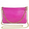 Dasein Sac à main italien en cuir véritable pour femme - Pochette de soirée avec chaîne dorée - Sac à bandoulière, fuchsia